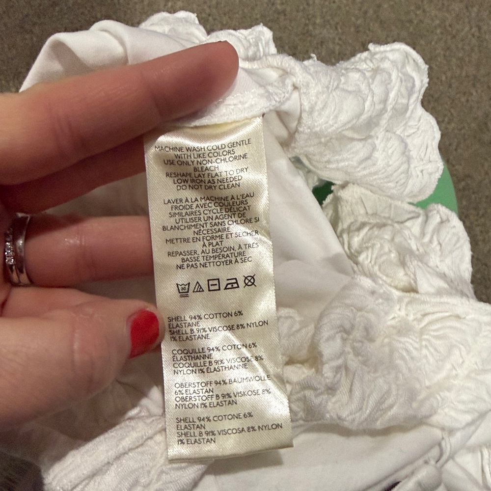 NWT Free People Olivia white ruffle fitted top sz L - Picture 6 of 6
